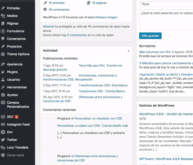 pegando codigo css para crear mas columnas con divi